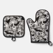 スカルハロウィーン装飾カラベラス 鍋つかみ&鍋敷きセット (正面)