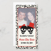スカルハロウィーン赤い黒い結婚式の日付を保存 セーブザデート (正面/裏面)