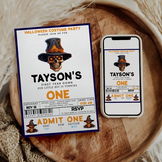 スカルハロウィーン1歳の誕生日コスチュームパーティー 招待状