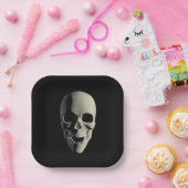 スカルハローウィンパーティブラックスクエア紙プレート ペーパープレート (パーティー)