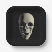 スカルハローウィンパーティブラックスクエア紙プレート ペーパープレート (正面)