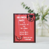 スカルハローウィンパーティ招待 インビテーションポストカード (スタンド正面)