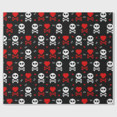スカルハートとクロスボーン ラッピングペーパー (フラット)