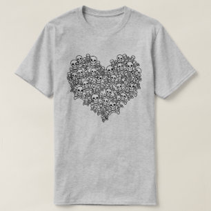 スカルハートのアウトラインTシャツ Tシャツ