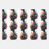 スカルハート – 怖い抽象芸術バレンタインデー ラッピングペーパーシート (正面3)