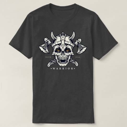 スカルバイキング戦士アックスとヘルメットバイキングSc Tシャツ (デザイン正面)