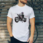 スカルバイクもしくは自転車に乗る人とアメリカ国旗のヘルメットTシャツ Tシャツ
