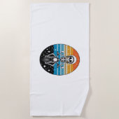 スカルバイクもしくは自転車に乗る人フレイムウィングバイク ビーチタオル (正面)