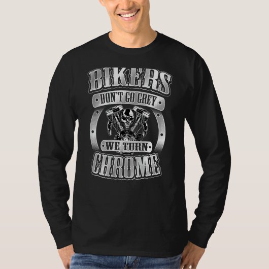 スカルバイクもしくは自転車に乗る人行かないグレーターンクローム誕生日Sh Tシャツ (正面)