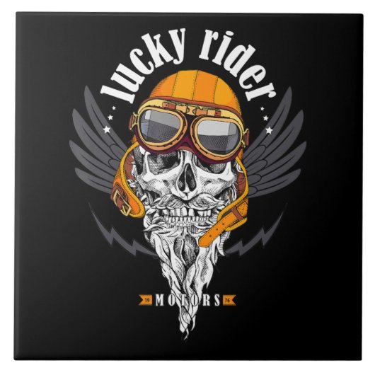 スカルバイク愛好家のためのオートバイギフト タイル (正面)
