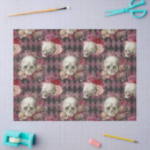 スカルバラとピンクパープル市松模様にデカップ 薄葉紙 (クラフト)