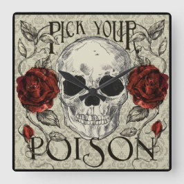 スカルバラとレース時計、デコールの日 スクエア壁時計