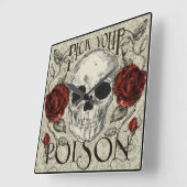 スカルバラとレース時計、デコールの日 スクエア壁時計 (傾斜)