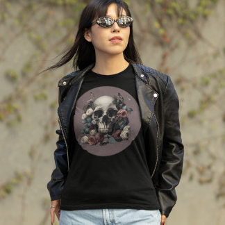 スカルバラと蝶の質感 Tシャツ