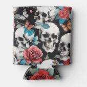 スカルバラと蝶オンブラック 缶クーラー (正面)