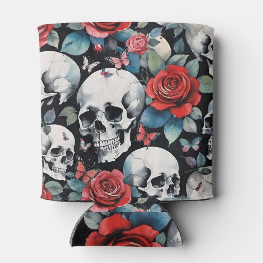 スカルバラと蝶オンブラック 缶クーラー (裏面)