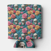 スカルバラと蝶ティール（緑がかった色） 缶クーラー (裏面)