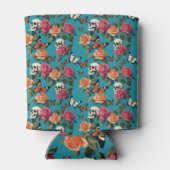 スカルバラと蝶フローラティール(緑がかった色) 缶クーラー (裏面)