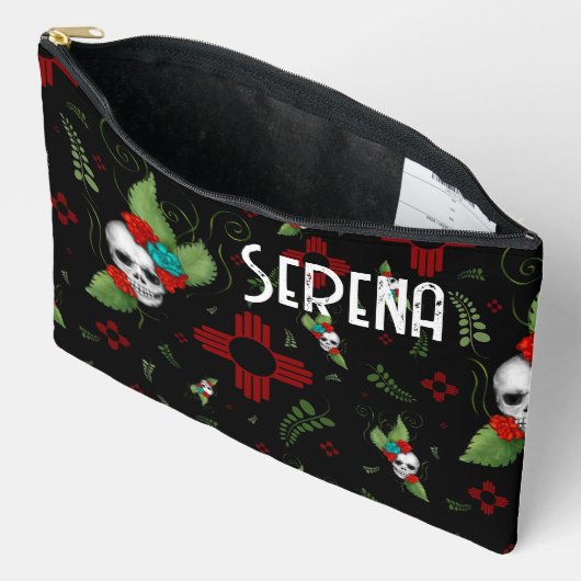 スカルバラズシアサングリーナリーブラックニューメキシコ アクセサリーポーチ (見開き)