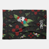 スカルバラズシアサングリーナリーブラックニューメキシコ キッチンタオル (横)