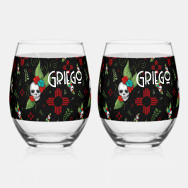 スカルバラズシアサングリーナリーブラックニューメキシコ ステムなしワイングラス