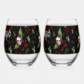 スカルバラズシアサングリーナリーブラックニューメキシコ ステムなしワイングラス (左)