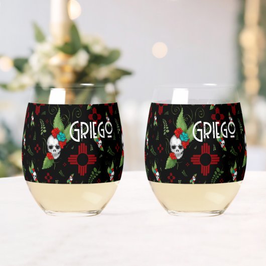 スカルバラズシアサングリーナリーブラックニューメキシコ ステムなしワイングラス (インサイチュ (ウェディング))