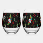 スカルバラズシアサングリーナリーブラックニューメキシコ ステムなしワイングラス (右)