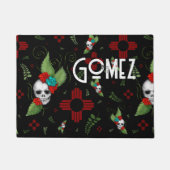 スカルバラズシアサングリーナリーブラックニューメキシコ ドアマット (正面)