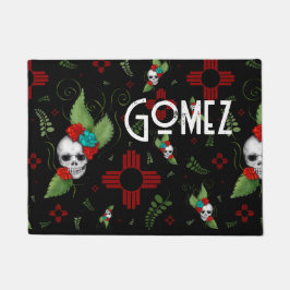 スカルバラズシアサングリーナリーブラックニューメキシコ ドアマット