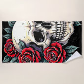 スカルバラタトゥーアート ビーチタオル (正面)