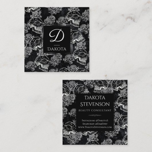 スカルバラチョーク |ゴシックファンキーモノグラグランジム スクエア名刺 (正面/裏面)