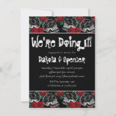 スカルバラチョーク |ファンキー白黒ブライダルシャワー 招待状 (正面)