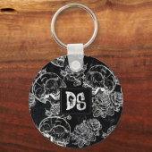 スカルバラチョーク |黒ファンキーゴシック白グランジ キーホルダー (正面)