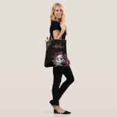 スカルバラモノグラム名ブルガンディーダークグランジ トートバッグ (モデル)