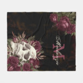 スカルバラモノグラム名ブルゴーニュグランジダークファイル フリースブランケット (正面(横))