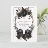 スカルバラ白黒金ゴールドゴシック結婚ズ 招待状 (スタンド正面)