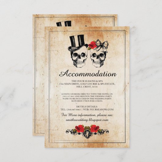 スカルバラ素朴宿泊施設ウェディングカード エンクロージャーカード (正面/裏面)