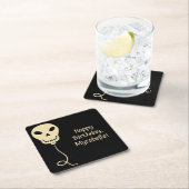 スカルバルーンゴシック誕生日パーティー スクエアペーパーコースター (インサイチュ)