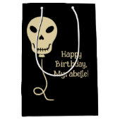 スカルバルーンパーソナライズされたゴシック誕生日 ミディアムペーパーバッグ (正面)