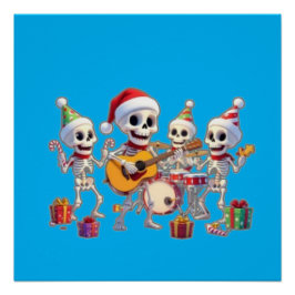 スカルバンドのクリスマスと新年 – 3D カート ポスター
