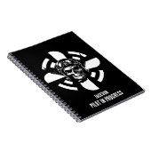 スカルパイロット&飛行機プロペラ、ミニマリスト、ブラック ノートブック (右側)