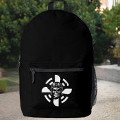 スカルパイロット&飛行機プロペラ、ミニマリスト、ブラック プリントバックパック