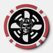 スカルパイロット&飛行機プロペラ、ミニマリスト、ブラック ポーカーチップ (裏面)