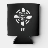 スカルパイロット&飛行機プロペラ、ミニマリスト、ブラック 缶クーラー (正面)