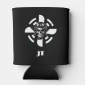 スカルパイロット&飛行機プロペラ、ミニマリスト、ブラック 缶クーラー (裏面)