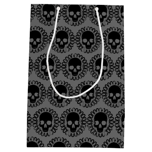 スカルパターエレガントンおもしろいハロウィーンゴシック任意の色 ミディアムペーパーバッグ (裏面)