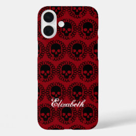スカルパターファンシーンハロウィーンゴシック任意の色 iPhone 16 PLUSケース