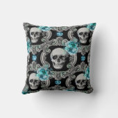 スカルパターンブルーフローラ クッション (裏面)