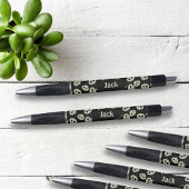 スカルパターン黒パーソナライズされたペン ボールペン